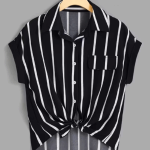 Striped Print Batwing Sleeve Shirt