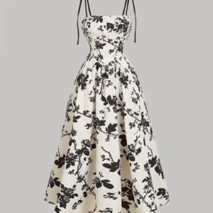 Floral Print Spaghetti Suspender Dress